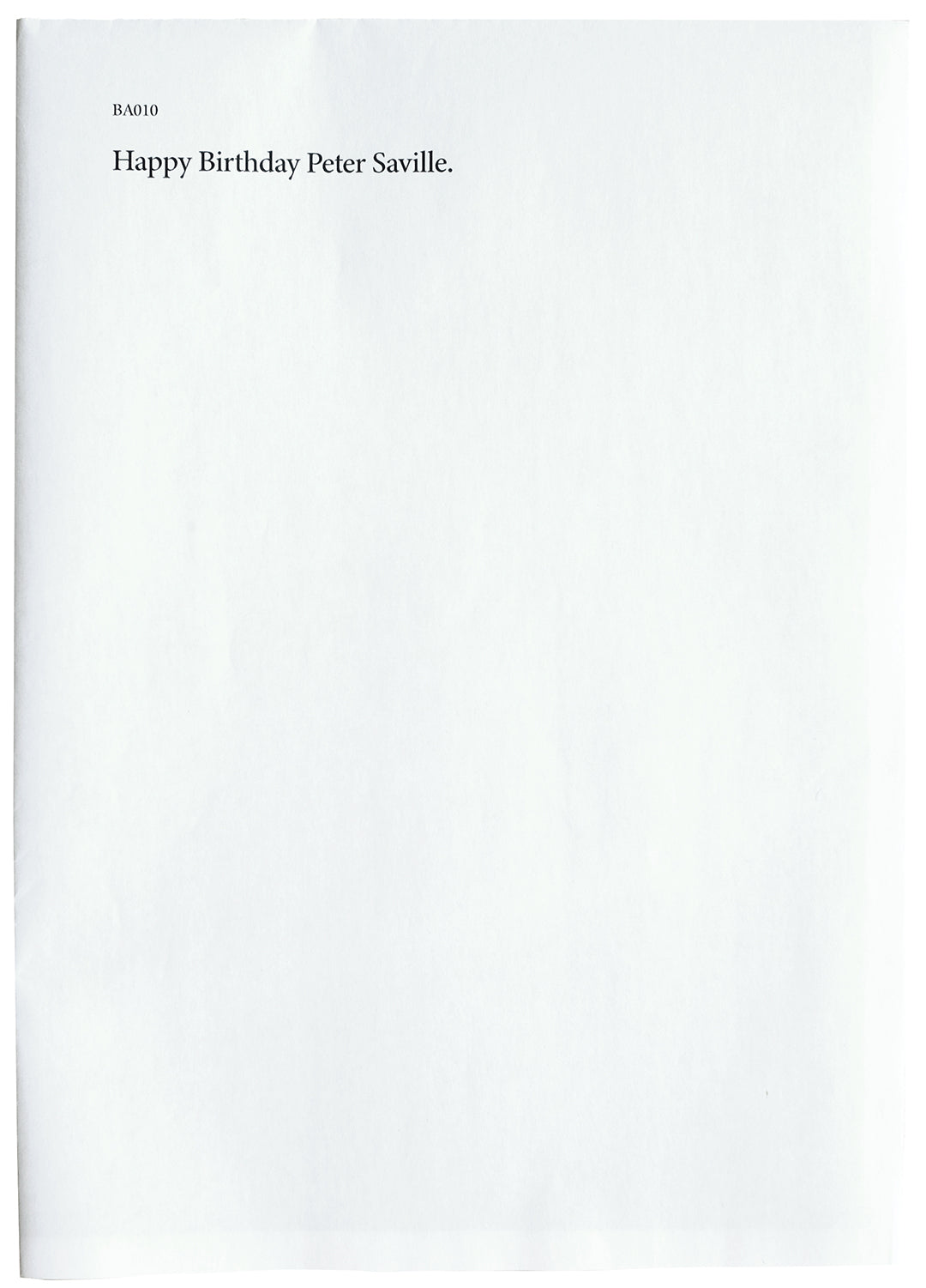 BA010 Peter Saville Birthday Card